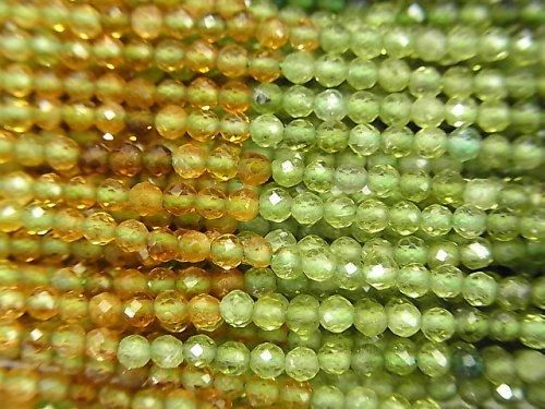 [Video] High Quality! Green-Brown Tourmaline AAA-Faceted Round 2mm 1-strand beads (approx. 15 inches/37 cm)