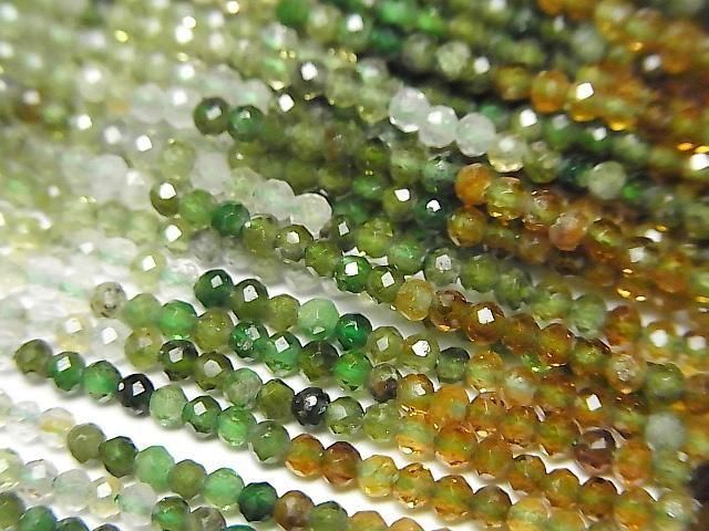 Haute qualité ! Tourmaline Vert-Brun AAA-Ronde facettée 2mm 1 brin de perles (environ 15 pouces/37 cm)