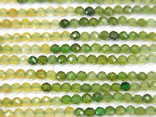 [Video] High Quality! Green-Brown Tourmaline AAA-Faceted Round 2mm 1-strand beads (approx. 15 inches/37 cm)