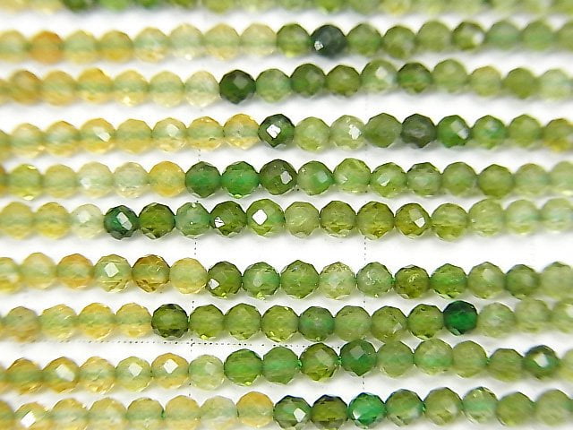 [Video] High Quality! Green-Brown Tourmaline AAA- Faceted Round 2mm 1strand beads (aprx.15inch / 37cm)