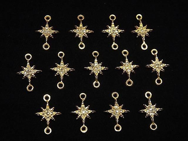 鑽石星星吊飾 8x8x1.5mm [雙面] 18KGP 1個