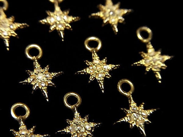[Video]Diamond Star Charm 8x8x1.5mm 18KGP 1pc