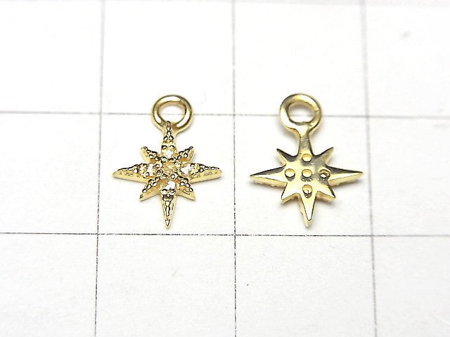 [Video]Diamond Star Charm 8x8x1.5mm 18KGP 1pc