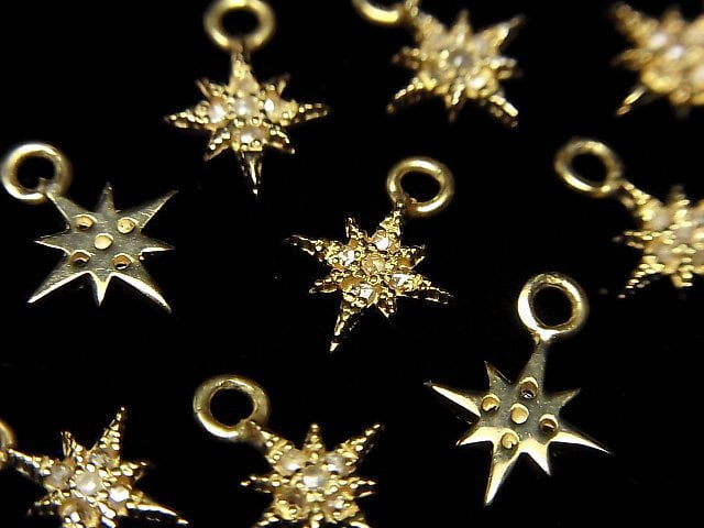 [Video]Diamond Star Charm 8x8x1.5mm 18KGP 1pc