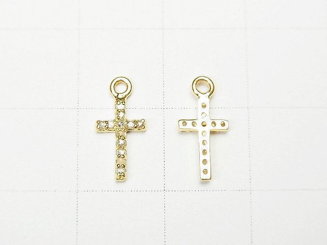 [Video] Diamond Cross Charm 10x6x1.5mm 18KGP 1pc