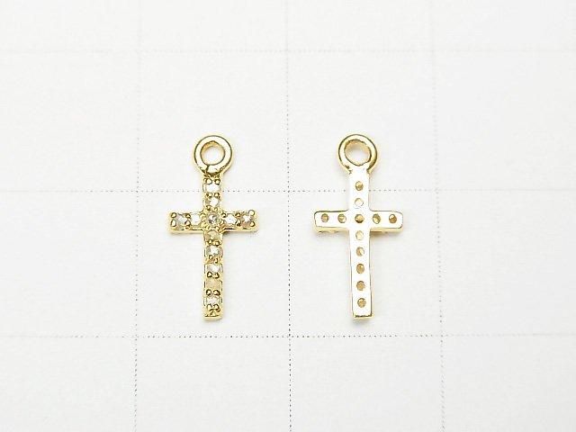 鑽石十字吊飾 10x6x1.5公釐 18K鍍金 1個