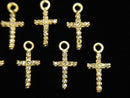 [Video] Diamond Cross Charm 10x6x1.5mm 18KGP 1pc