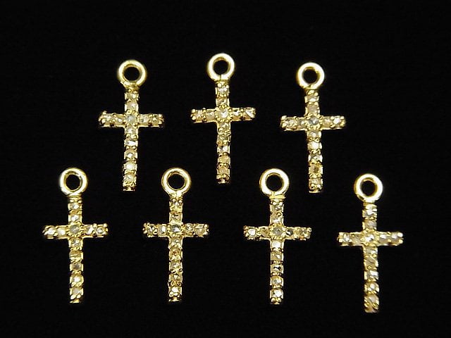 [Video] Diamond Cross Charm 10x6x1.5mm 18KGP 1pc