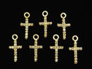 [Video] Diamond Cross Charm 10x6x1.5mm 18KGP 1pc