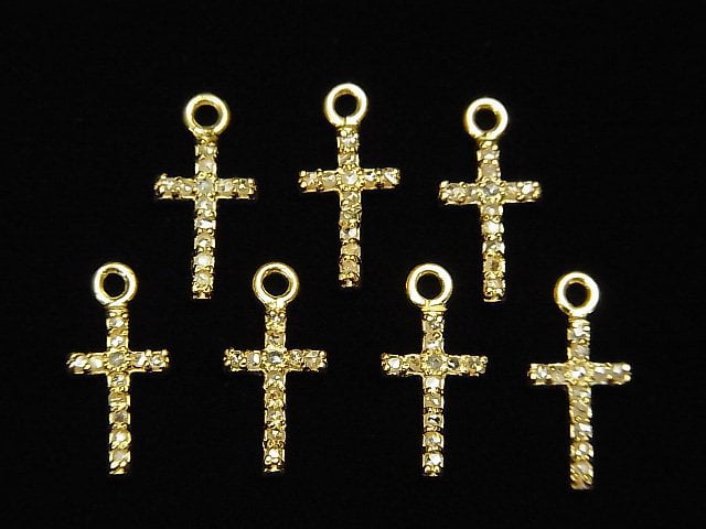 [Video] Diamond Cross Charm 10x6x1.5mm 18KGP 1pc