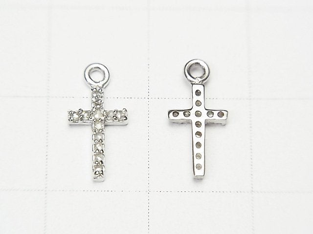 [Video] Diamond Cross Charm 10x6x1.5mm Silver925 1pc