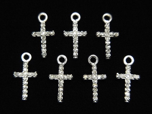 [Video] Diamond Cross Charm 10x6x1.5mm Silver925 1pc