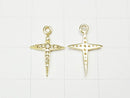 [Video] Diamond Cross Charm 14x10x1.5mm 18KGP 1pc