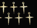 [Video] Diamond Cross Charm 14x10x1.5mm 18KGP 1pc