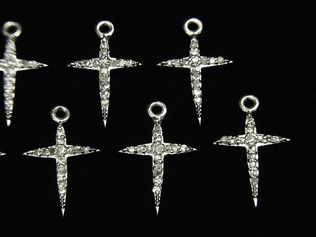 [Video] Diamond Cross Charm 14x10x1.5mm Silver925 1pc