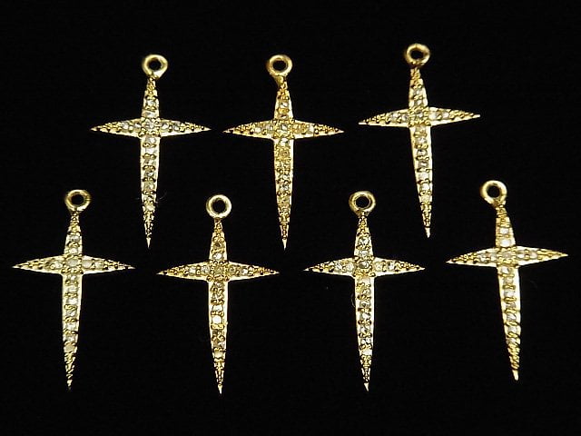 [Video] Diamond Cross Charm 20x12x1.5mm 18KGP 1pc