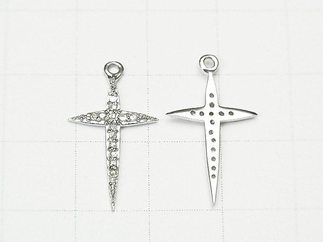 [Video] Diamond Cross Charm 18x12x1.5mm Silver925 1pc