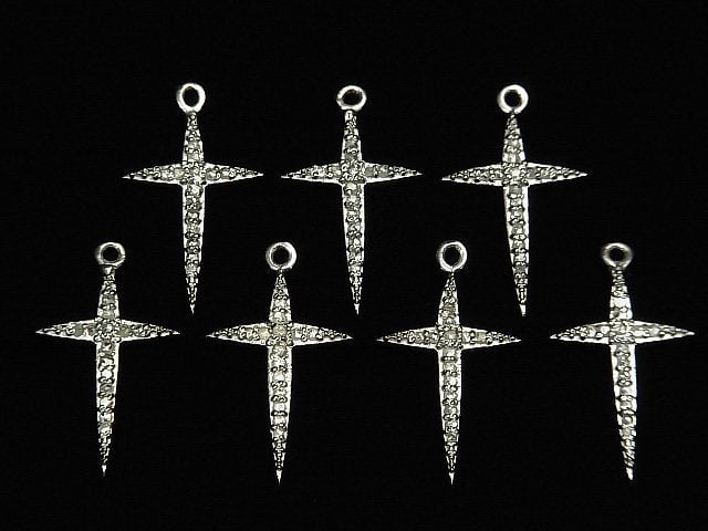 [Video] Diamond Cross Charm 18x12x1.5mm Silver925 1pc