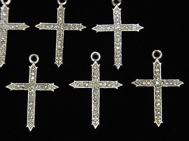 [Video] Diamond Cross Charm 18x13x1mm Silver925 1pc