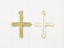 [Video] Diamond Cross Charm 14x12x1mm 18KGP 1pc