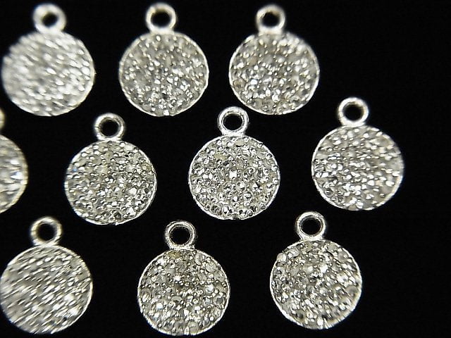 [Video] Diamond Coin Charm 8x8x2mm Silver925 1pc