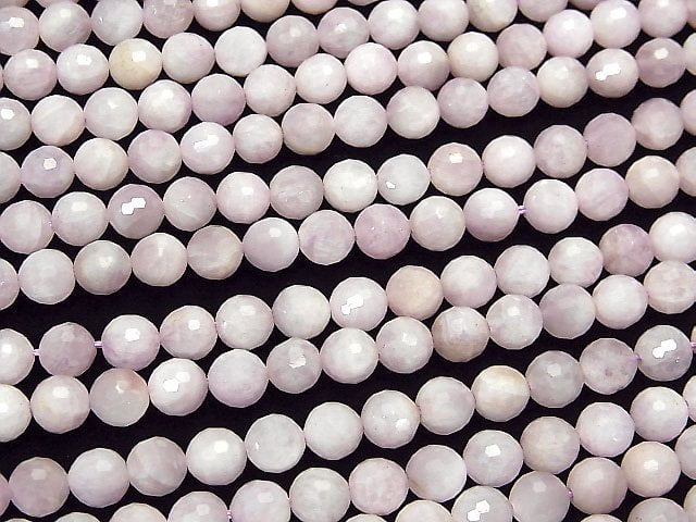 [Video] High Quality! Nigeria Kunzite AA 128Faceted Round 6mm half or 1strand beads (aprx.15inch / 37cm)