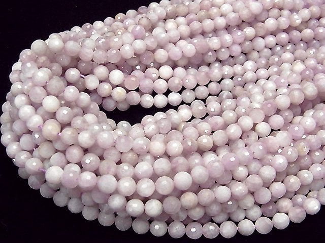 [Video] High Quality! Nigeria Kunzite AA 128Faceted Round 6mm half or 1strand beads (aprx.15inch / 37cm)