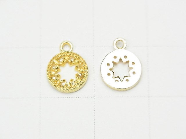 [Video] Diamond Coin Star (Donut) Charm 7.5x7.5x1.5mm 18KGP 1pc