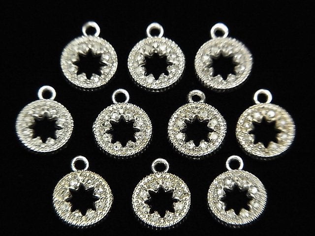 [Video] Diamond Coin Star (Donut) Charm 7.5x7.5x1.5mm Silver925 1pc