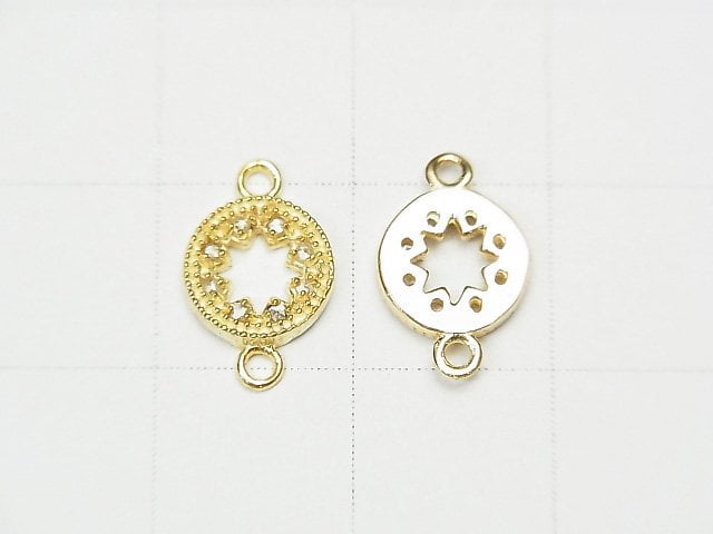 [Video] Diamond Coin Star (Donut) Charm 7.5x7.5x1.5mm [Both Side] 18KGP 1pc