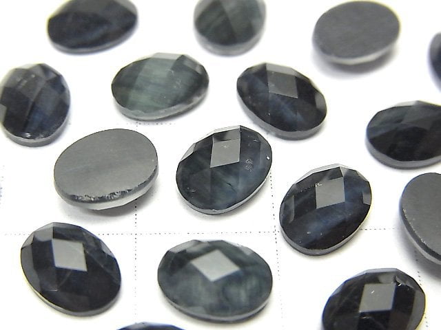 [Video] Blue Tiger's Eye x Crystal AAA Oval Faceted Cabochon 8x6mm 3pcs