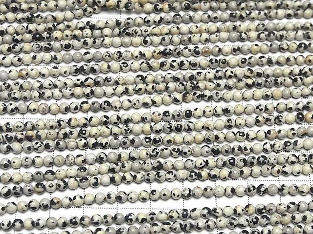 Jaspe Dalmatien Rond 3mm 1 rang de perles (env. 15 pouces / 37cm)