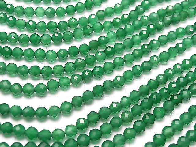 [Video] High Quality! Green Onyx AAA 64Faceted Round 6mm 1strand beads (aprx.15inch / 37cm)