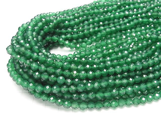 [Video] High Quality! Green Onyx AAA 64Faceted Round 6mm 1strand beads (aprx.15inch / 37cm)