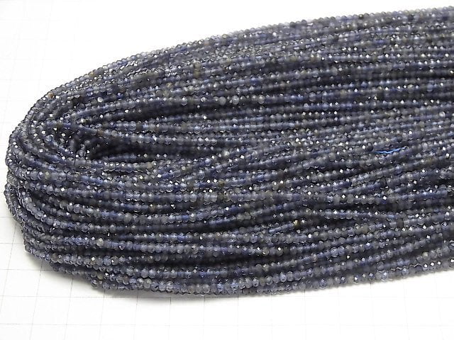 [Video] High Quality! Iolite AAA Faceted Button Rondelle 2.5x2.5x1.5mm 1strand beads (aprx.12inch / 30cm)