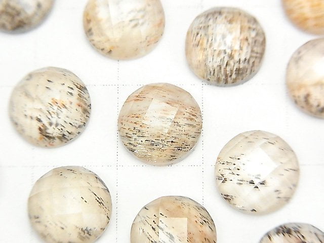 [Video] Moonstone x Crystal AAA Round Faceted Cabochon 10x10mm 3pcs