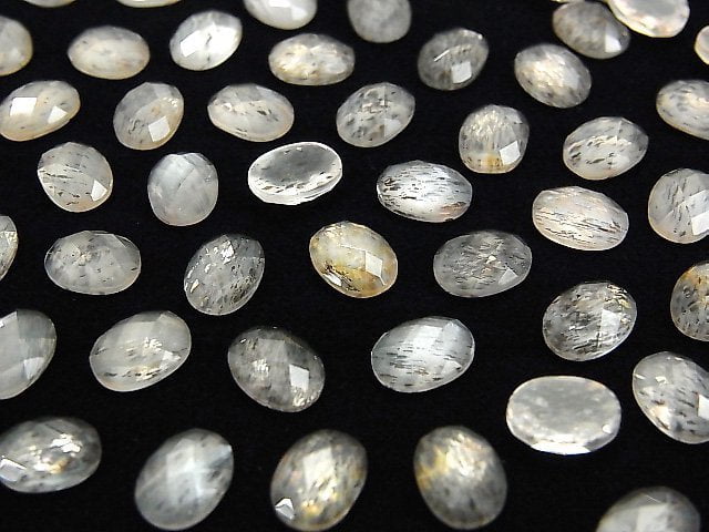 [Video] Moonstone x Crystal AAA Oval Faceted Cabochon 8x6mm 4pcs