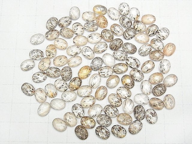 [Video] Moonstone x Crystal AAA Oval Faceted Cabochon 8x6mm 4pcs