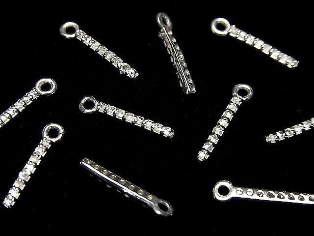 Diamant Stab Charm 10x1.3x1.5mm Silber925 1Stück