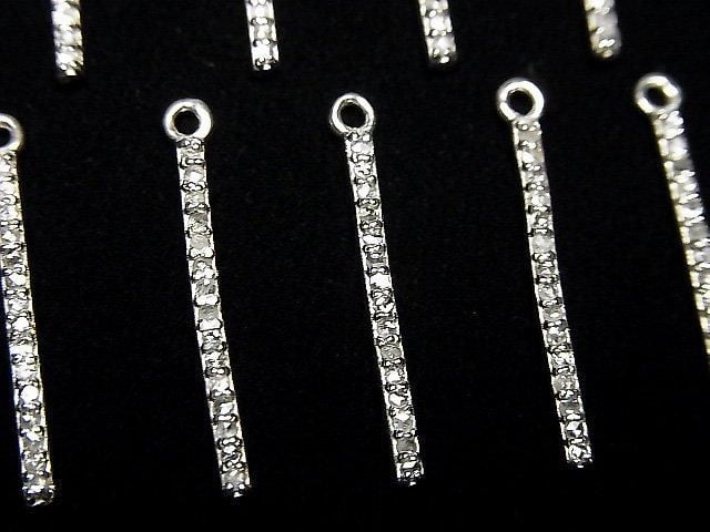 Breloque barre de diamant 20x1.5x2mm Argent925 1pc