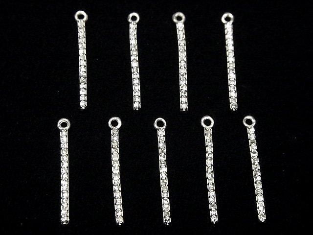 Diamond Bar Charm 20x1.5x2mm Silver925 1pc