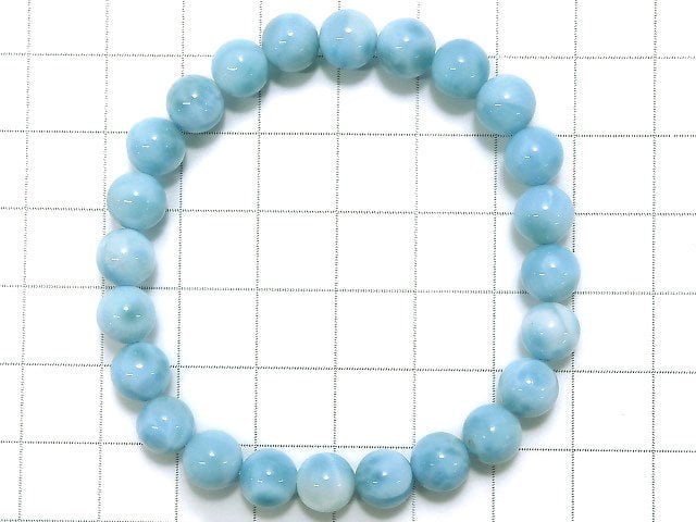 [Video] [One of a kind] Larimar Pectolite AAA Round 7mm Bracelet No.75