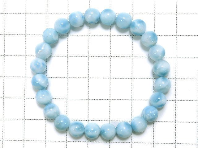 [Video] [One of a kind] Larimar Pectolite AAA Round 7mm Bracelet No.81