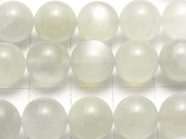 [Video] White Moonstone AAA- Round 10mm half or 1strand beads (aprx.15inch / 36cm)