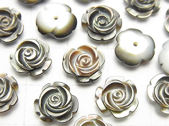 [Video] High Quality Black Shell (Black-lip Oyster) AAA Rose 10mm [Half Drilled Hole] 3pcs