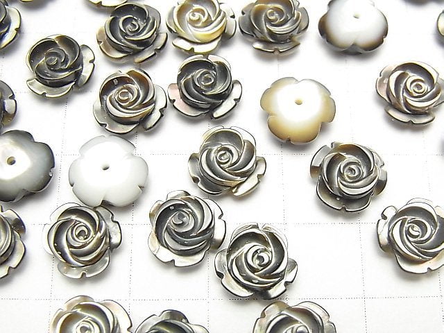[Video] High Quality Black Shell (Black-lip Oyster) AAA Rose 10mm [Half Drilled Hole] 3pcs