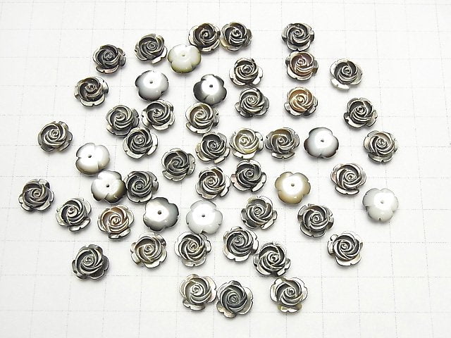 [Video] High Quality Black Shell (Black-lip Oyster) AAA Rose 10mm [Half Drilled Hole] 3pcs