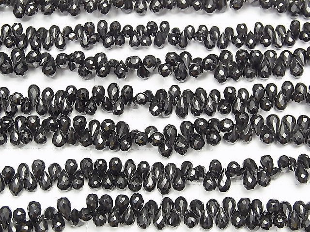 [Video] High Quality Black Spinel AAA Drop Faceted Briolette half or 1strand beads (aprx.7inch / 18cm)