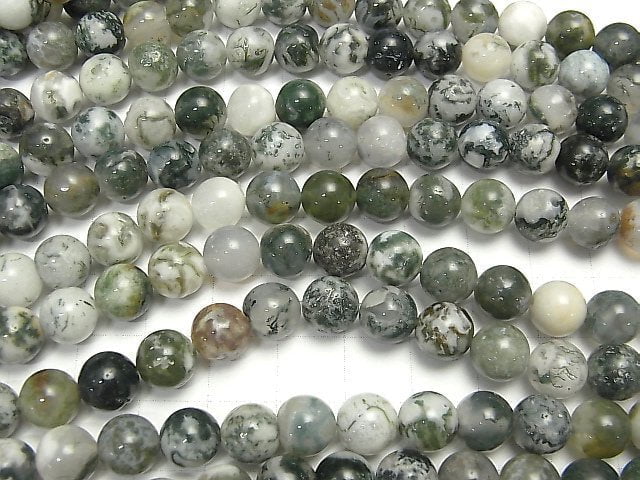 [Video] Tree Agate Round 8mm 1strand beads (aprx.15inch / 36cm)