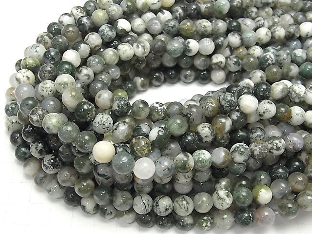 [Video] Tree Agate Round 8mm 1strand beads (aprx.15inch / 36cm)